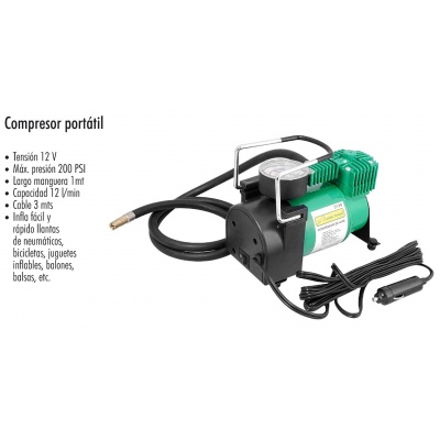 compresor de aire portatil 200 psi 12v lion